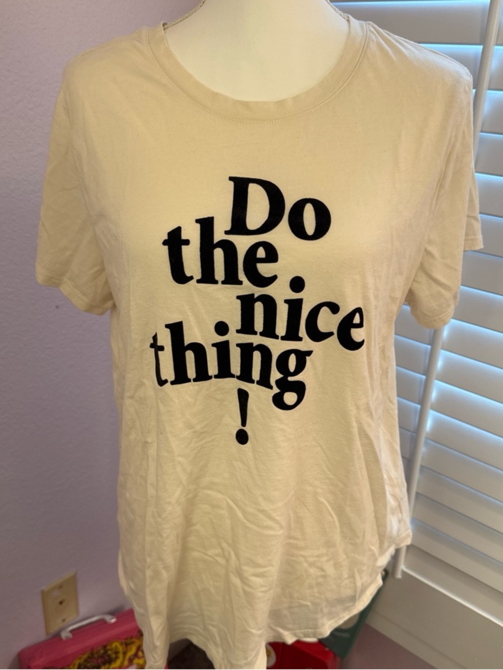 Old Navy Cream Short Sleeve Tee with Navy Logo Tag